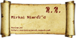 Mirkai Nimród névjegykártya